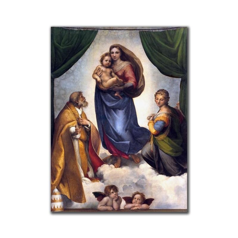 Raphael Sixtinische Madonna, berühmtes Leinwandgemälde, Madonna von Jesus, Poster und Druck, Wandkunst, Bilder für Wohnzimmer, Dekoration, Cuadros 40X60cm Unframed von Joom DACH