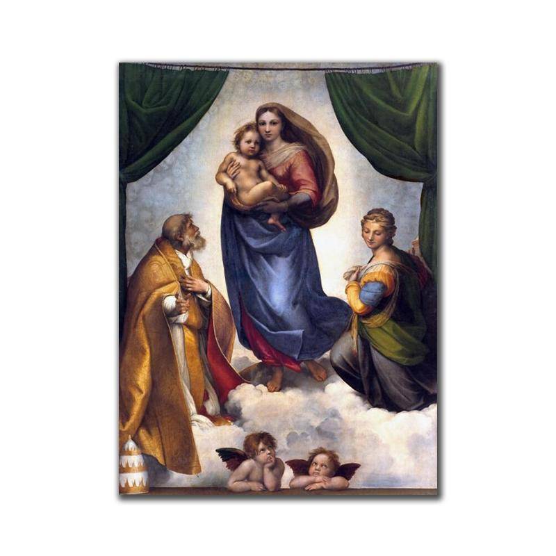 Raphael Sixtinische Madonna, berühmtes Leinwandgemälde, Madonna von Jesus, Poster und Druck, Wandkunst, Bilder für Wohnzimmer, Dekoration, Cuadros 40X60cm Unframed von Joom DACH