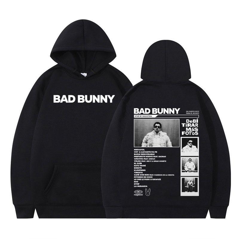 Rapper Bad Bunny Grafik Hoodie DTMF DeBi TiRAR MaS FOToS Vintage Herren Langarm Locker Fleece Übergroßer Trainingsanzug Streetwear S von Joom DACH