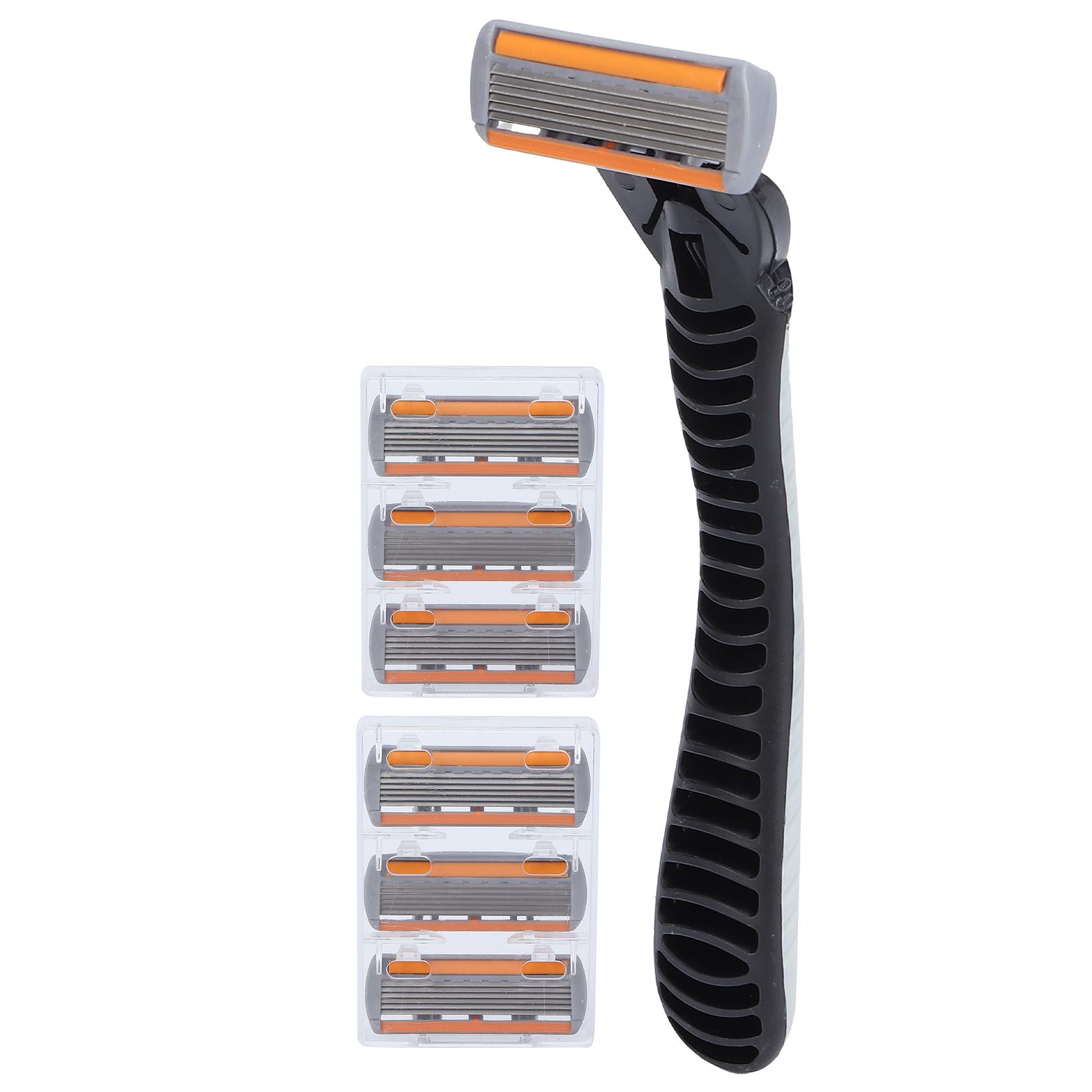 Rasierer mit sechs Klingen Edelstahl Tragbarer Klingenrasierer mit ABS-Griff für Männer von Joom DACH