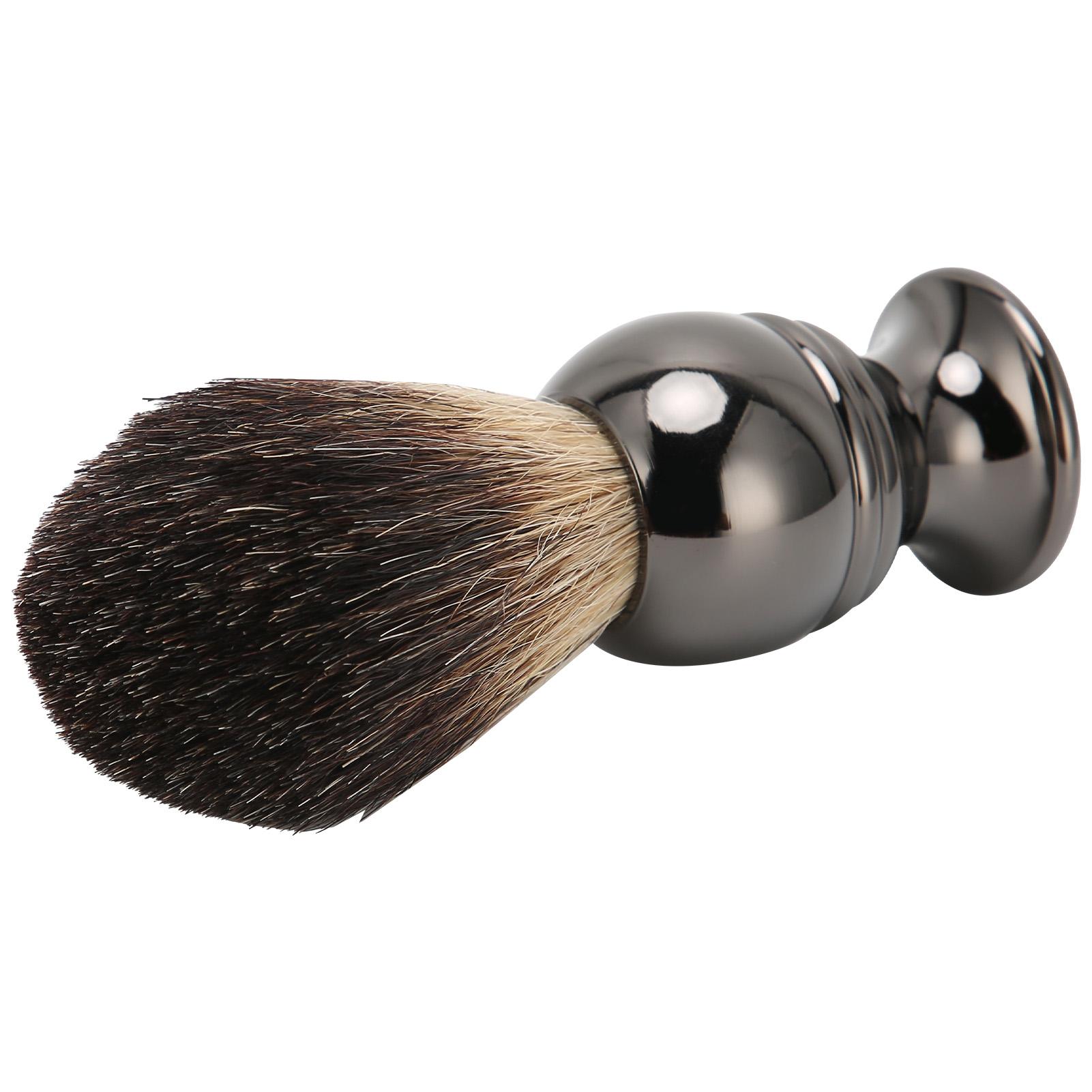 Rasierpinsel für Männer, tragbarer Reise-Rasierpinsel mit Edelstahlgriff (Waffenfarbe) von Joom DACH