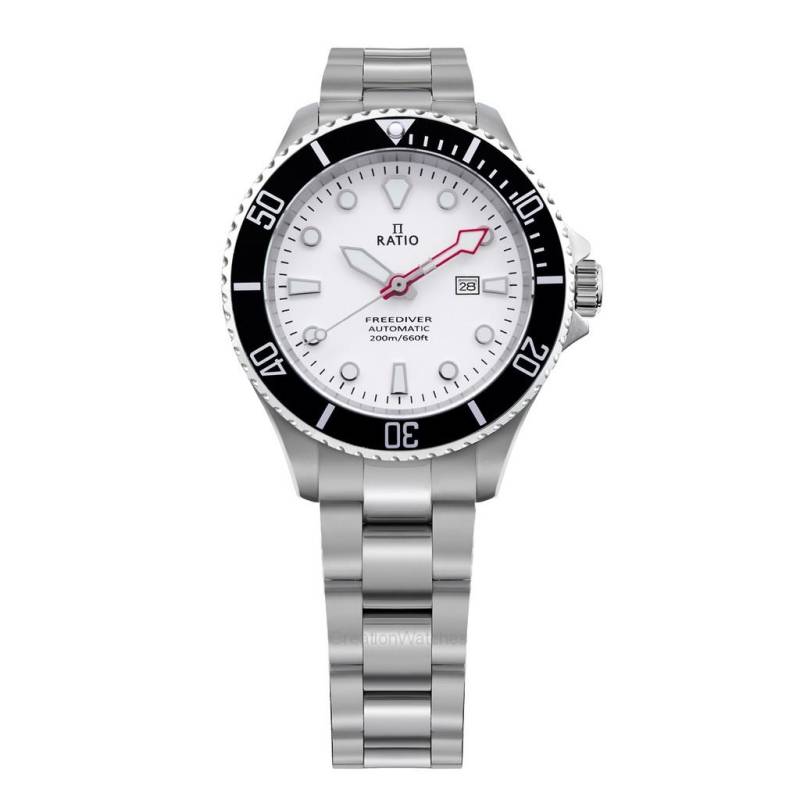 Ratio FreeDiver Saphir Edelstahl weißes Zifferblatt Automatik RTFL833 200M Damenuhr weiß von Joom DACH