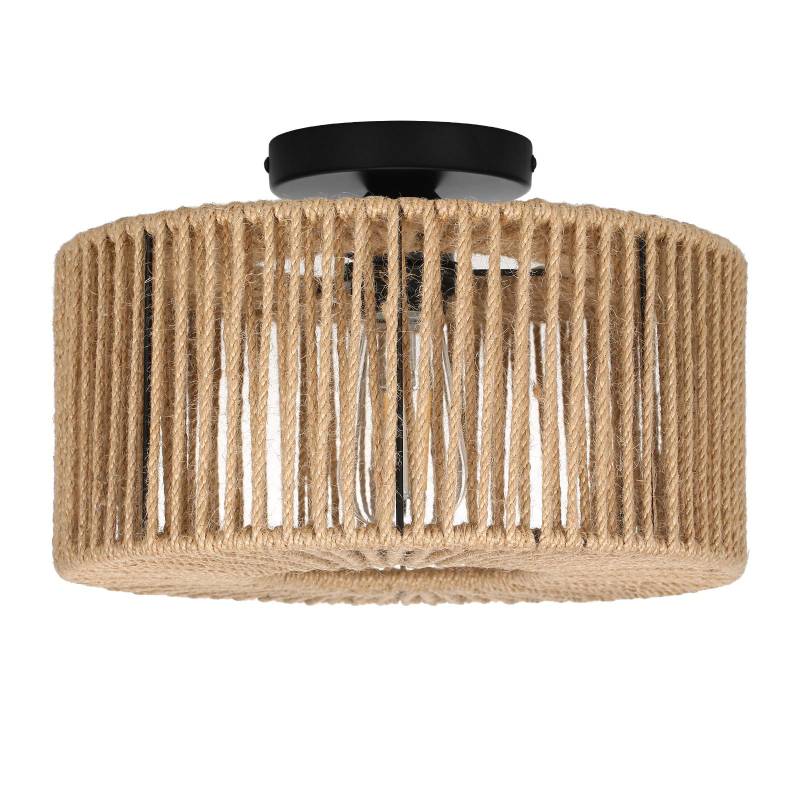 Rattan gewebte Leuchten Semi Flush Mount Deckenleuchte Vintage Indoor Hängeleuchte E27 schwarz/gelb Rattan gewebte Leuchten Semi Flush Mount Deckenleuchte Vintage Indoor Hängeleuchte E27 schwarz/gelb von Joom DACH