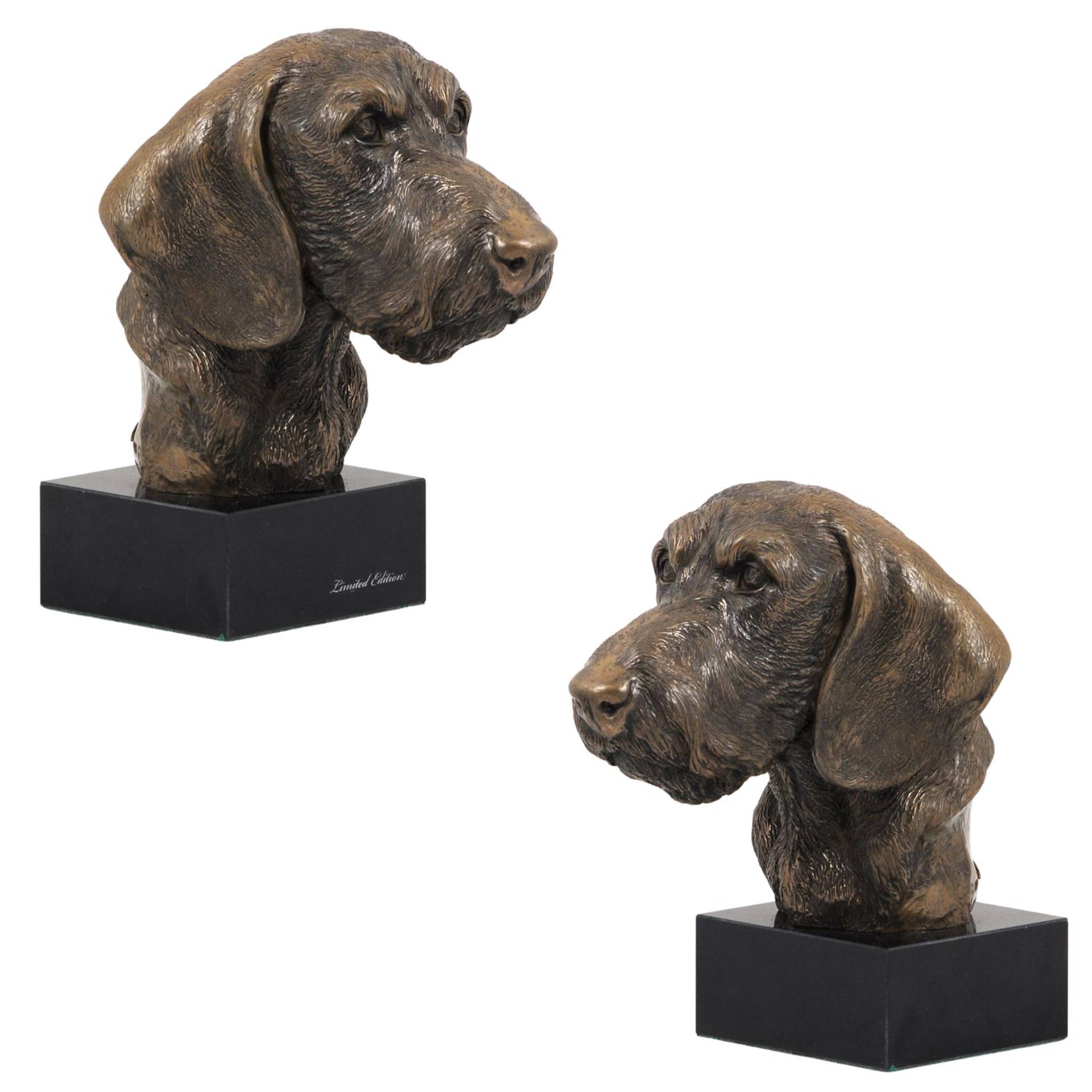 Rauhaardackel, Wiener Hund, Dachshund - Hundestatue, Büste auf Steinsockel, Skulptur, Trophäe für Hundeausstellung der Marke Art-Dog braun von Joom DACH