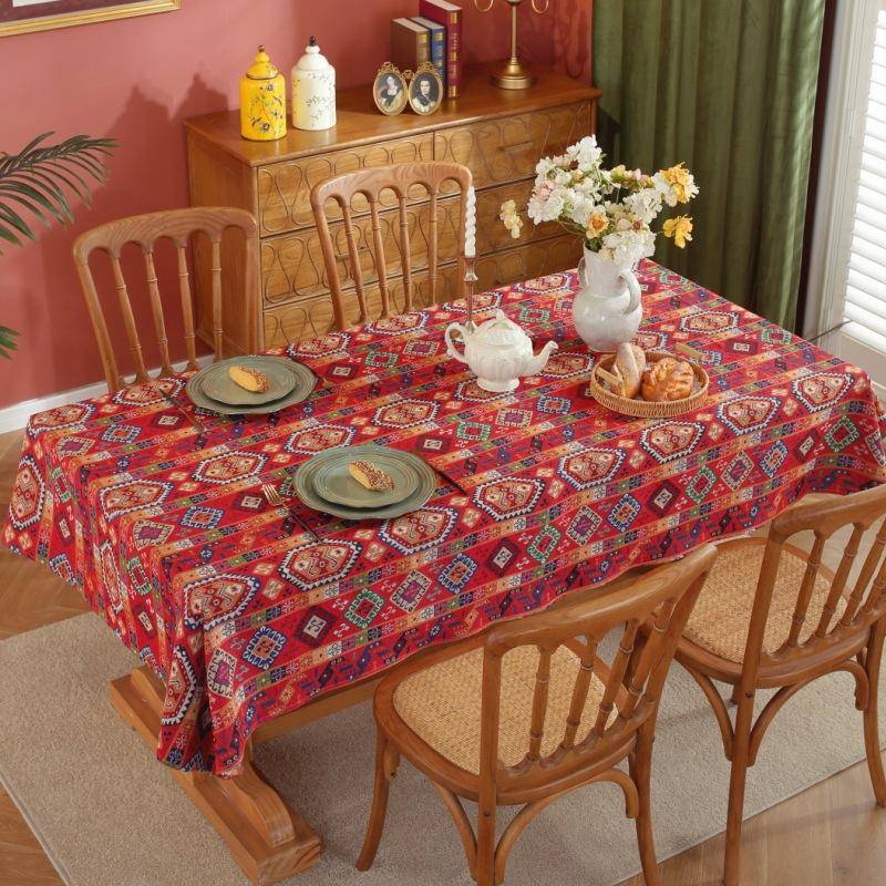 Rechteckige Jacquard-Tischdecke Pastoraler Stil Bunte Esstischdecke Tuch Hotel Zuhause Staubdicht Dekorative Schreibtischdecken 90x90cm von Joom DACH