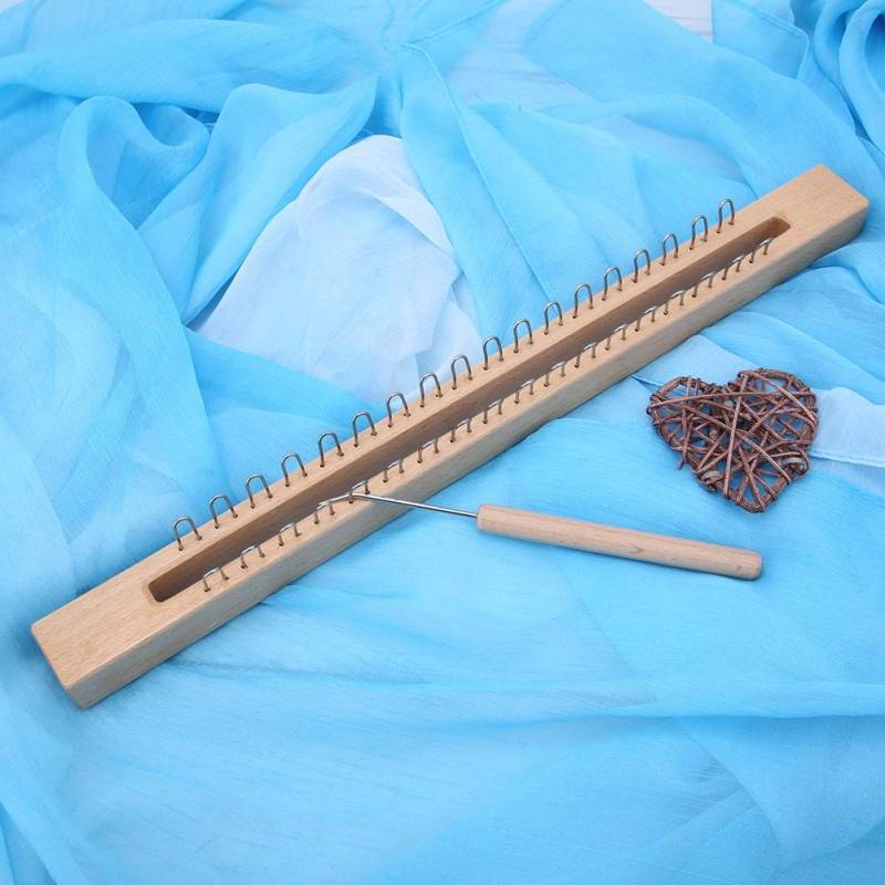 Rechteckiger Webrahmen aus Holz Hand Wollstrickmaschine mit Ellbogen Häkelnadel von Joom DACH