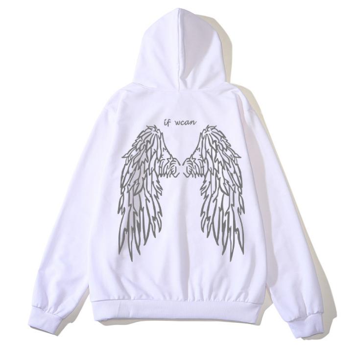 Reflektierende Hoodies Der Engel auf Ihrem Rücken Brief gedruckt Street Style Dicke Unisex Hoodies Winter Warm Pullover Mantel Frauen Punk Hoodies M weiß von Joom DACH