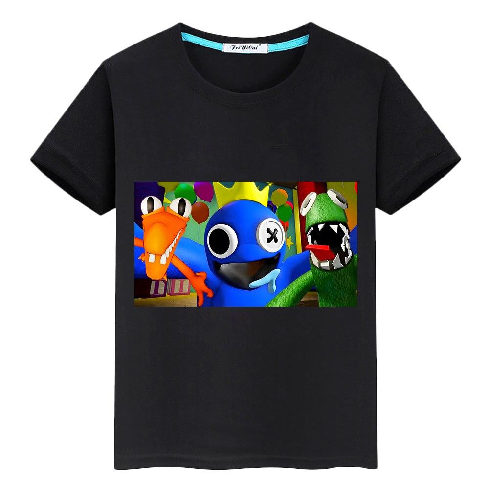 Regenbogen Freunde Jungen Mädchen 100 % Baumwolle Druck kurze O-Ausschnitt T-Shirts y2k ein Stück Sommer Anime T-shirt Kawaii Casual Kinder Kleidung 140 schwarz von Joom DACH