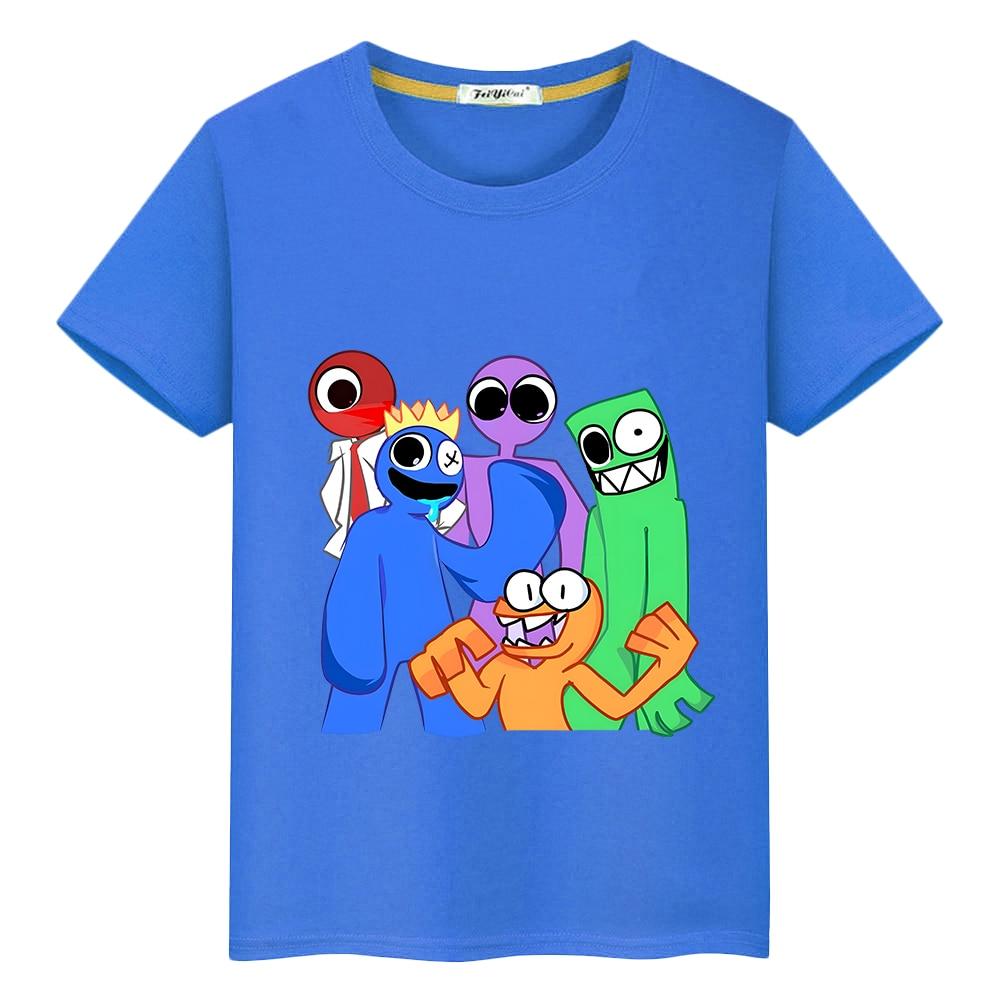Regenbogen Freunde Kinder T-shirt 100 % Baumwolle kurze Tops Anime Print T-Shirts Jungen Mädchen Kleidung Sommer Casual Kawaii Kinder Kleidung 120 blau von Joom DACH
