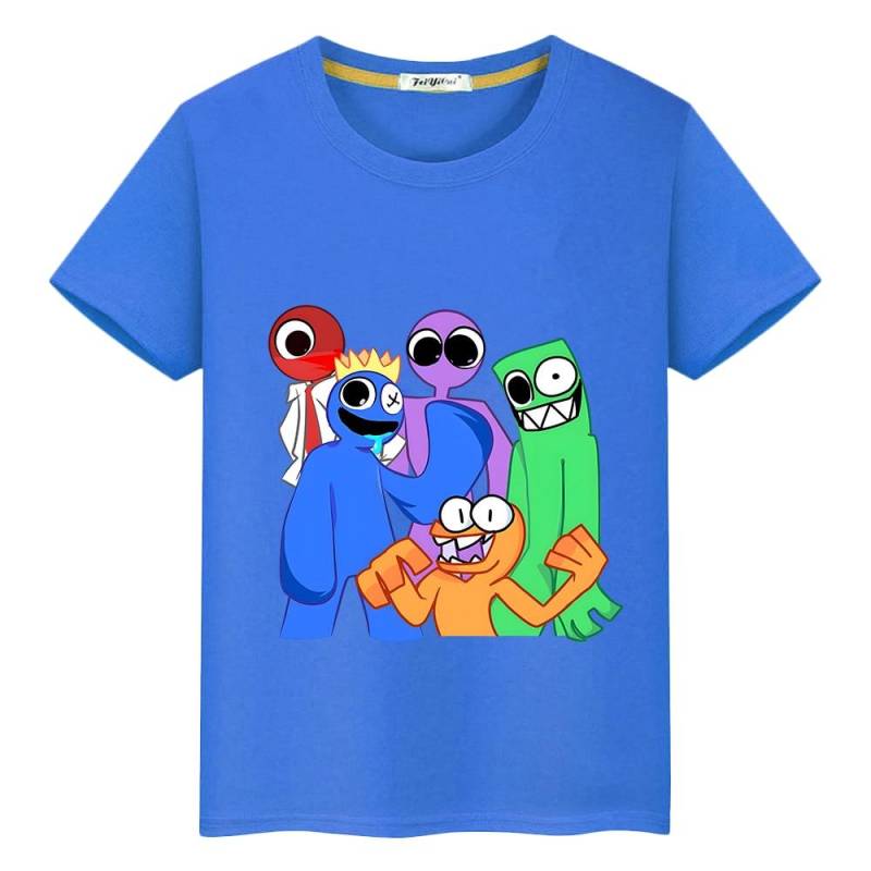 Regenbogen Freunde Kinder T-shirt 100 % Baumwolle kurze Tops Anime Print T-Shirts Jungen Mädchen Kleidung Sommer Casual Kawaii Kinder Kleidung 120 blau von Joom DACH