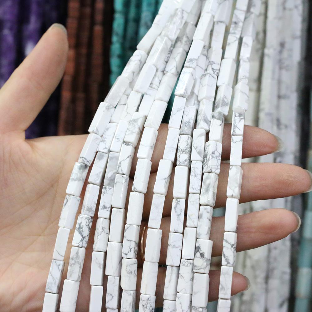 Regenbogen-Halbedelstein-Charms, rechteckig, zylindrisch, lose Perlen, 36 cm, zum Basteln von Halsketten, Armbändern, Fußkettchen und Ohrringen 4 x 13 mm von Joom DACH