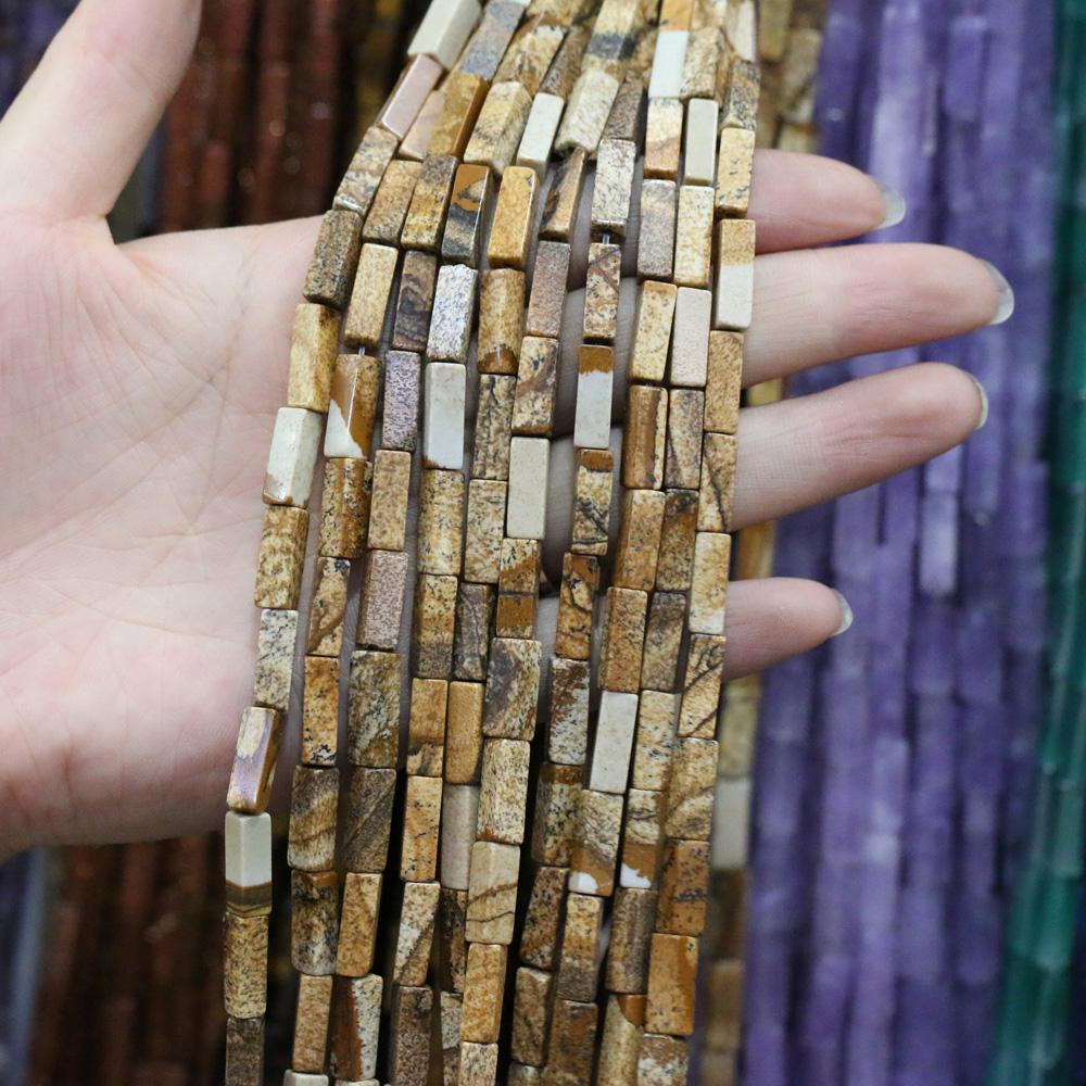 Regenbogen-Halbedelstein-Charms, rechteckig, zylindrisch, lose Perlen, 36 cm, zum Basteln von Halsketten, Armbändern, Fußkettchen und Ohrringen 4 x 13 mm von Joom DACH