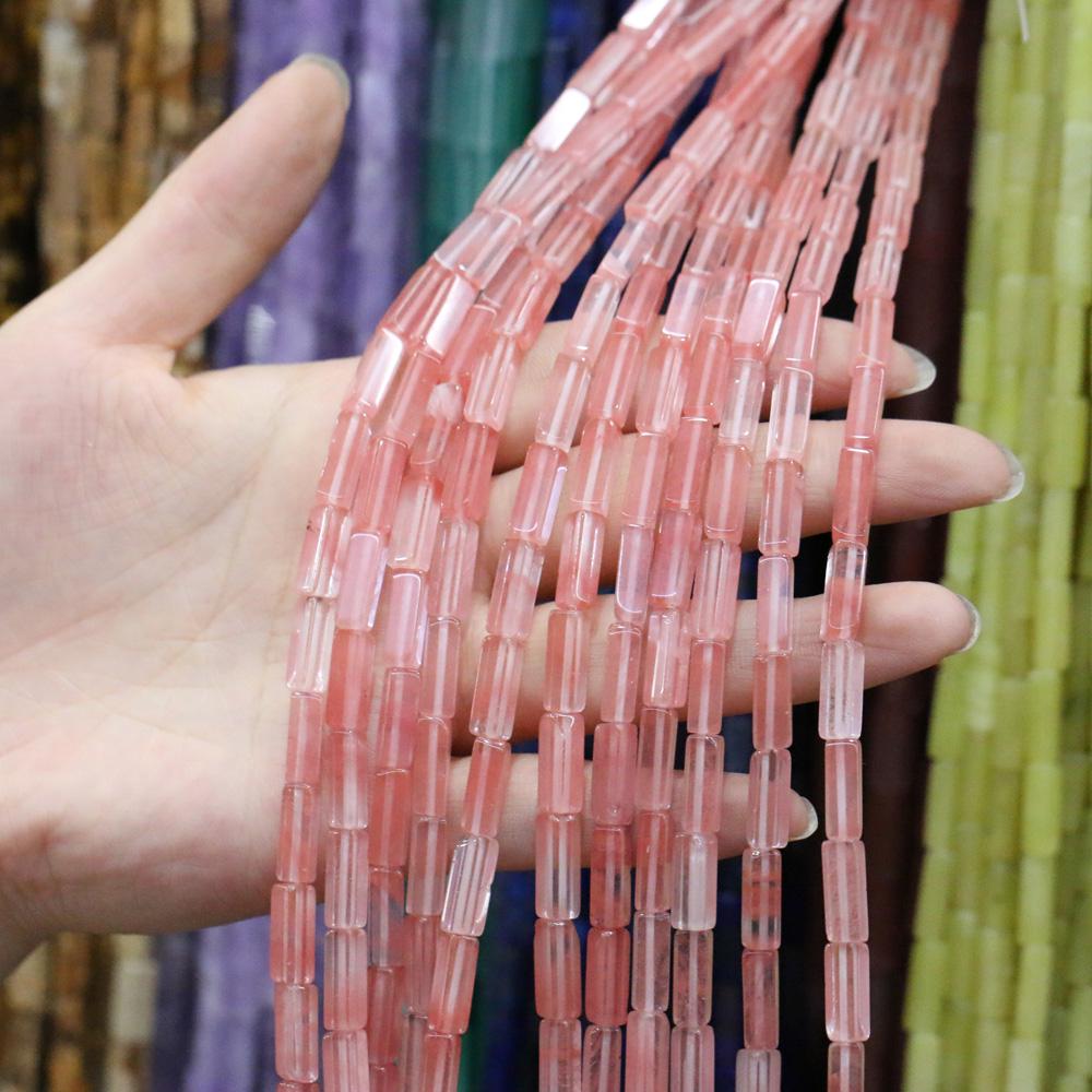 Regenbogen-Halbedelstein-Charms, rechteckig, zylindrisch, lose Perlen, 36 cm, zum Basteln von Halsketten, Armbändern, Fußkettchen und Ohrringen 4 x 13 mm von Joom DACH