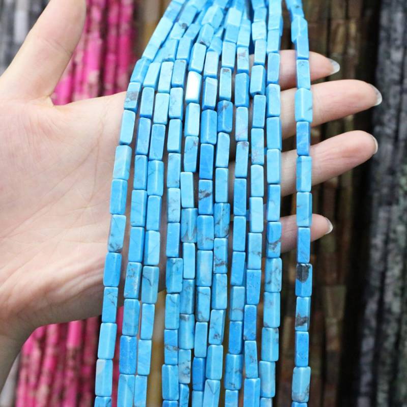 Regenbogen-Halbedelstein-Charms, rechteckig, zylindrisch, lose Perlen, 36 cm, zum Basteln von Halsketten, Armbändern, Fußkettchen und Ohrringen 4 x 13 mm von Joom DACH