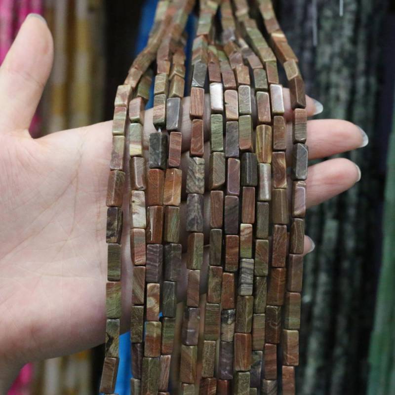 Regenbogen-Halbedelstein-Charms, rechteckig, zylindrisch, lose Perlen, 36 cm, zum Basteln von Halsketten, Armbändern, Fußkettchen und Ohrringen 4 x 13 mm von Joom DACH