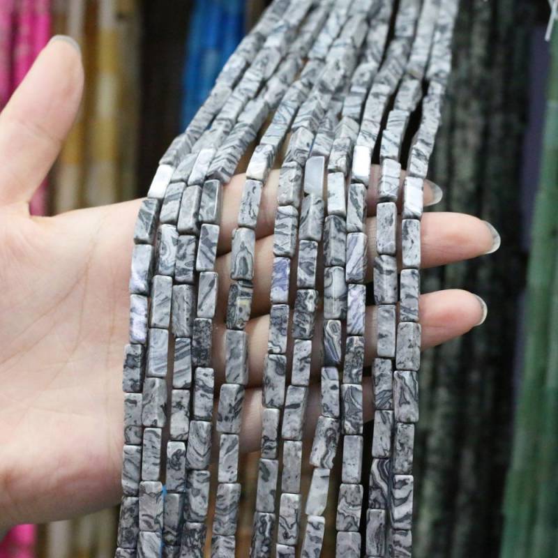 Regenbogen-Halbedelstein-Charms, rechteckig, zylindrisch, lose Perlen, 36 cm, zum Basteln von Halsketten, Armbändern, Fußkettchen und Ohrringen 4 x 13 mm von Joom DACH