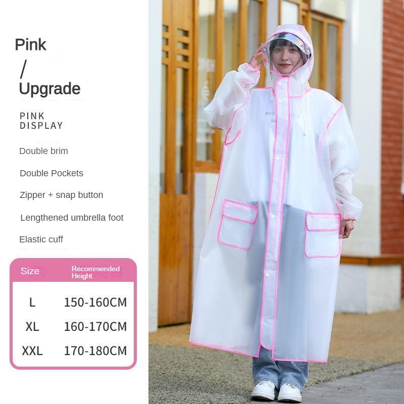 Regenmantel Regenfester Ganzkörper-integrierter verdickter langer Herren- und Damen-Poncho für Erwachsene beim Reiten und Wandern im Elektroauto 2XL rosa von Joom DACH