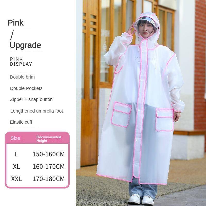 Regenmantel Regenfester Ganzkörper-integrierter verdickter langer Herren- und Damen-Poncho für Erwachsene beim Reiten und Wandern im Elektroauto 2XL rosa von Joom DACH