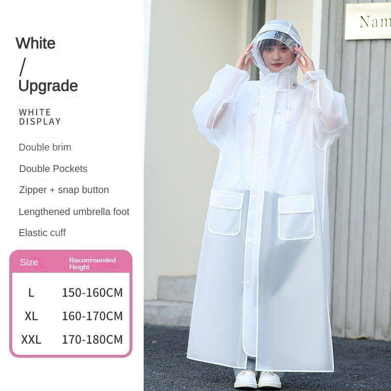 Regenmantel Regenfester Ganzkörper-integrierter verdickter langer Herren- und Damen-Poncho für Erwachsene beim Reiten und Wandern im Elektroauto L weiß von Joom DACH