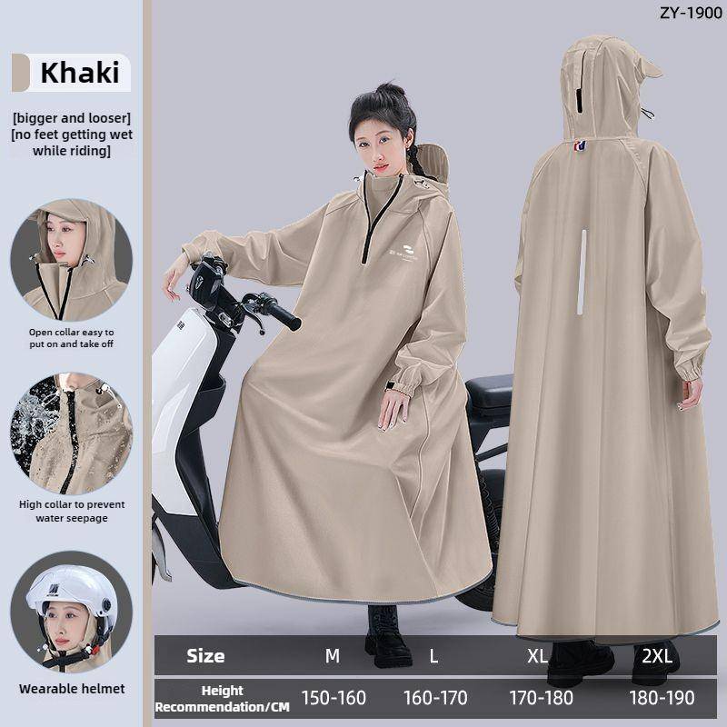 Regenmantel für Erwachsene, Elektrofahrzeug-Batterie, Auto, langer Körper, Regenschutz, Pkw-Trennung, Oberbekleidung, Damen-Fahrradponcho L khaki von Joom DACH