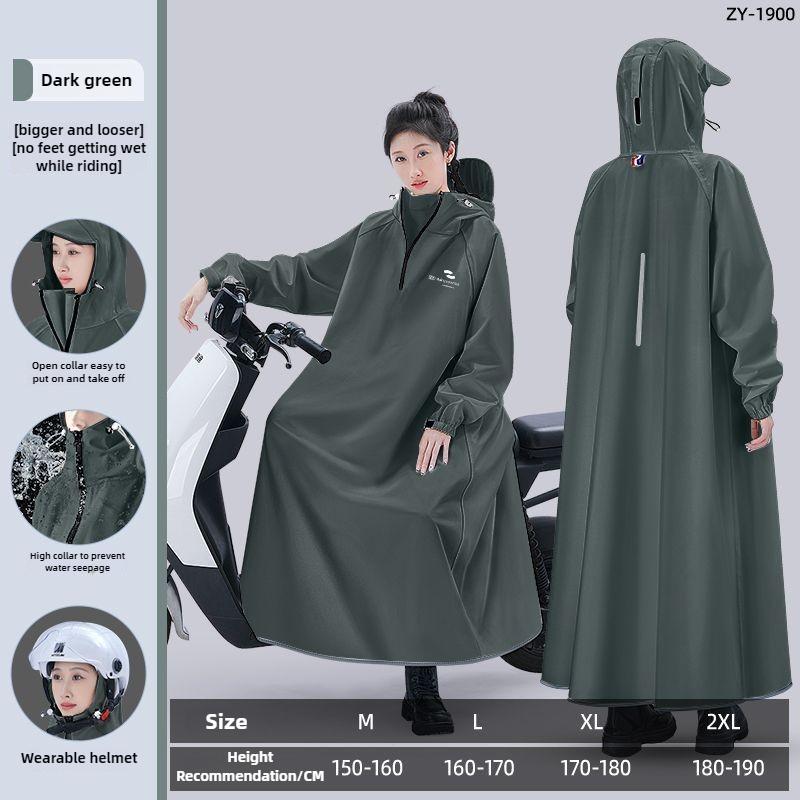Regenmantel für Erwachsene, Elektrofahrzeug-Batterie, Auto, langer Körper, Regenschutz, Pkw-Trennung, Oberbekleidung, Damen-Fahrradponcho M grün von Joom DACH