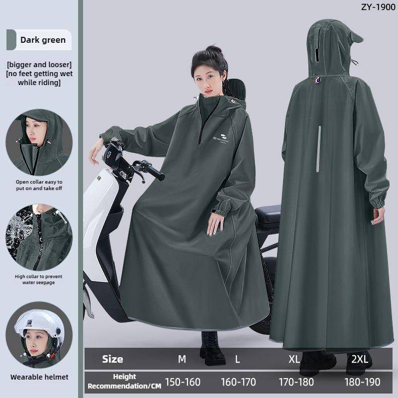 Regenmantel für Erwachsene, Elektrofahrzeug-Batterie, Auto, langer Körper, Regenschutz, Pkw-Trennung, Oberbekleidung, Damen-Fahrradponcho M grün von Joom DACH