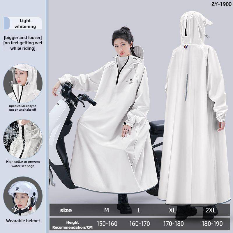 Regenmantel für Erwachsene, Elektrofahrzeug-Batterie, Auto, langer Körper, Regenschutz, Pkw-Trennung, Oberbekleidung, Damen-Fahrradponcho M weiß von Joom DACH