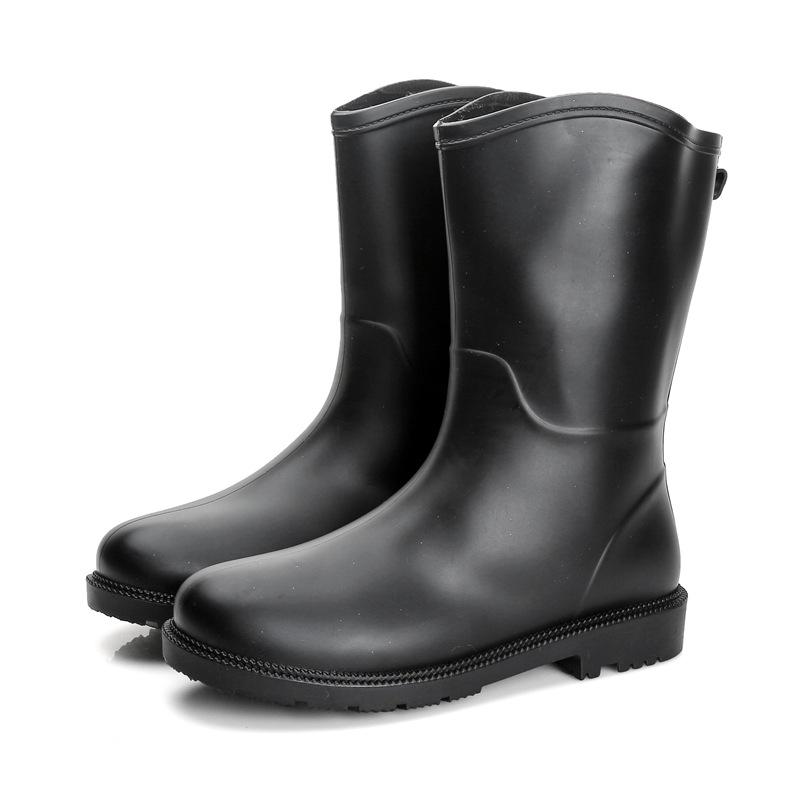 Regenstiefel Damen Baumwollgepolstert Kurzer Schaft Wadenlang Thermofleece-gefüttert Damen Regenschuhe Rutschfest Mädchen Gummischuhe Gummistiefel 36 schwarz von Joom DACH