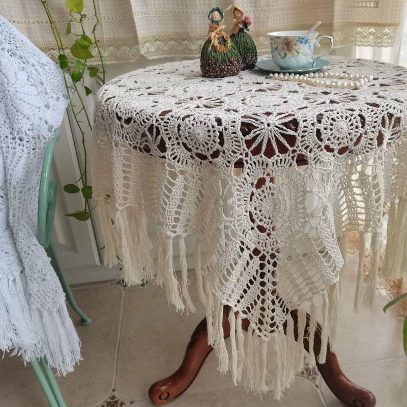 Reine Baumwolle Handarbeit Gehäkelte Tischdecke Beige Spitze Ausgehöhlte Tischplatte Abdeckung Changliu Su Hause Dekoration Staubdicht Tuch 1pcs von Joom DACH