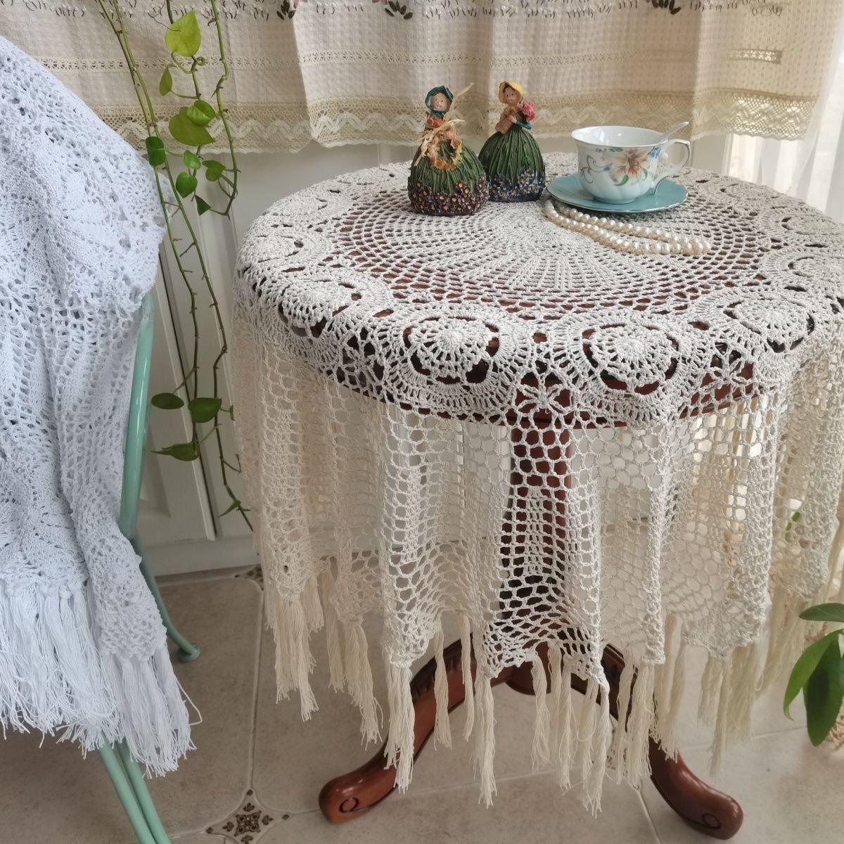 Reine Baumwolle Handarbeit Gehäkelte Tischdecke Beige Spitze Ausgehöhlte Tischplatte Abdeckung Changliu Su Hause Dekoration Staubdicht Tuch 1pcs von Joom DACH