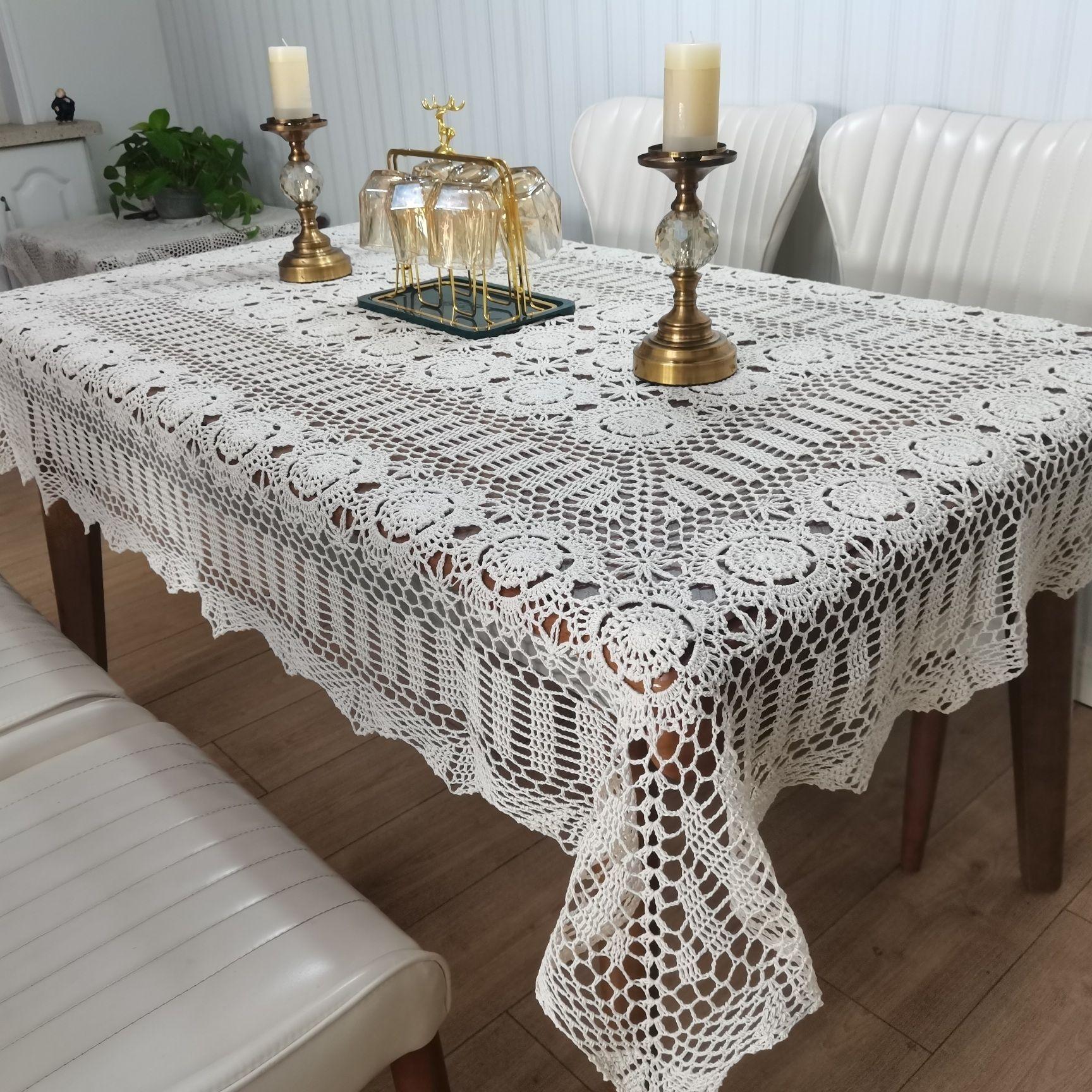 Reine Baumwolle Handarbeit Gehäkelte Tischdecke Beige Spitze Ausgehöhlte Tischplatte Abdeckung Changliu Su Hause Dekoration Staubdicht Tuch 1pcs von Joom DACH