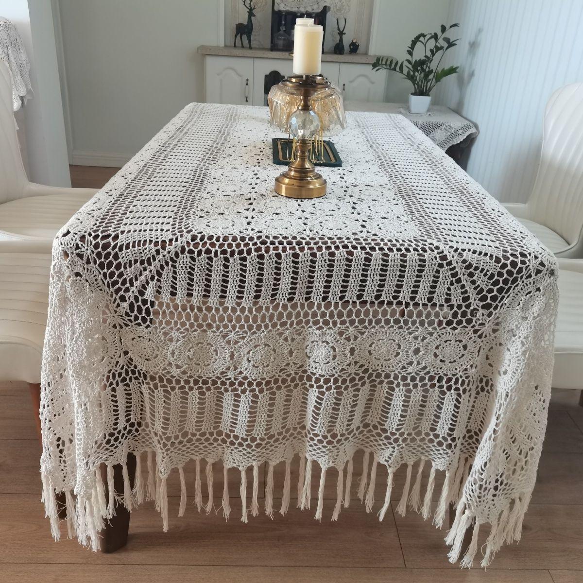 Reine Baumwolle Handarbeit Gehäkelte Tischdecke Beige Spitze Ausgehöhlte Tischplatte Abdeckung Changliu Su Hause Dekoration Staubdicht Tuch 1pcs von Joom DACH