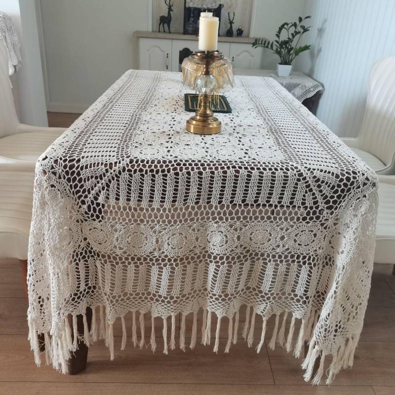 Reine Baumwolle Handarbeit Gehäkelte Tischdecke Beige Spitze Ausgehöhlte Tischplatte Abdeckung Changliu Su Hause Dekoration Staubdicht Tuch 1pcs von Joom DACH