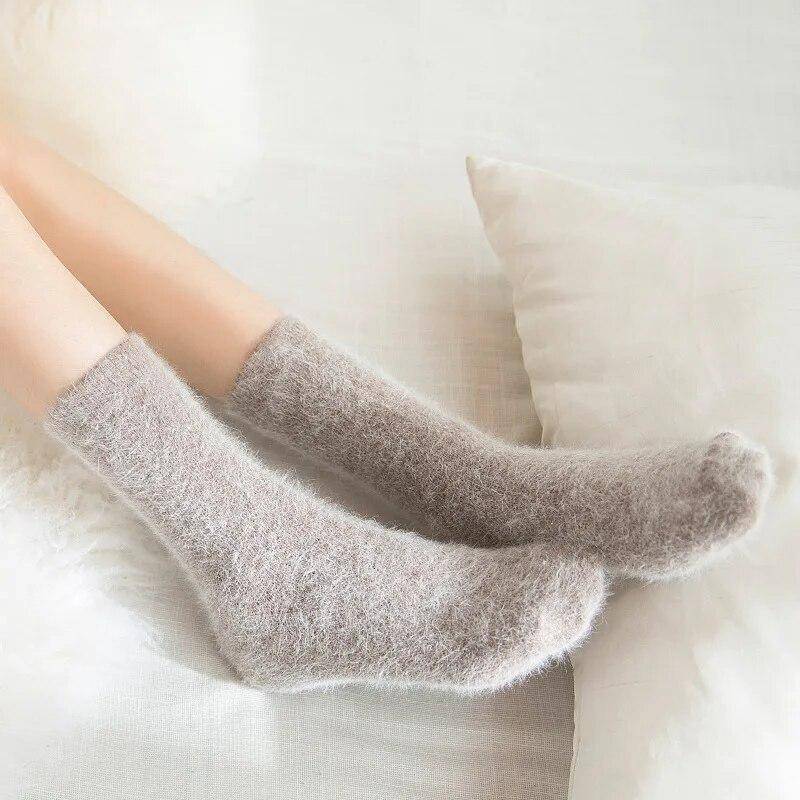 Reine Farbe Warme Winter Socken Angora Kaninchen Haar Weibliche Verdickung Wolle Socken Baumwolle Socken Kaninchen Wolle Socken Winter One Size blau von Joom DACH