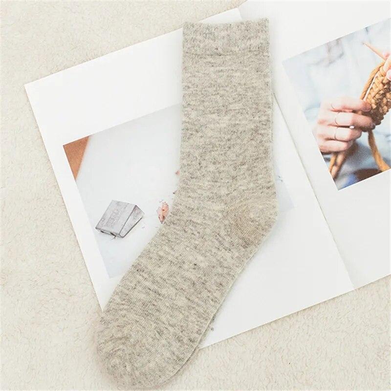 Reine Farbe Warme Winter Socken Angora Kaninchen Haar Weibliche Verdickung Wolle Socken Baumwolle Socken Kaninchen Wolle Socken Winter One Size grau von Joom DACH