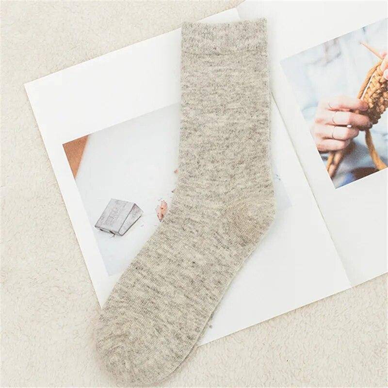 Reine Farbe Warme Winter Socken Angora Kaninchen Haar Weibliche Verdickung Wolle Socken Baumwolle Socken Kaninchen Wolle Socken Winter One Size grau von Joom DACH