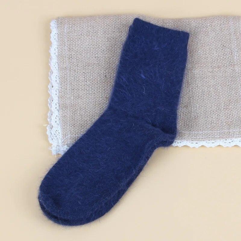 Reine Farbe Warme Winter Socken Angora Kaninchen Haar Weibliche Verdickung Wolle Socken Baumwolle Socken Kaninchen Wolle Socken Winter One Size blau von Joom DACH