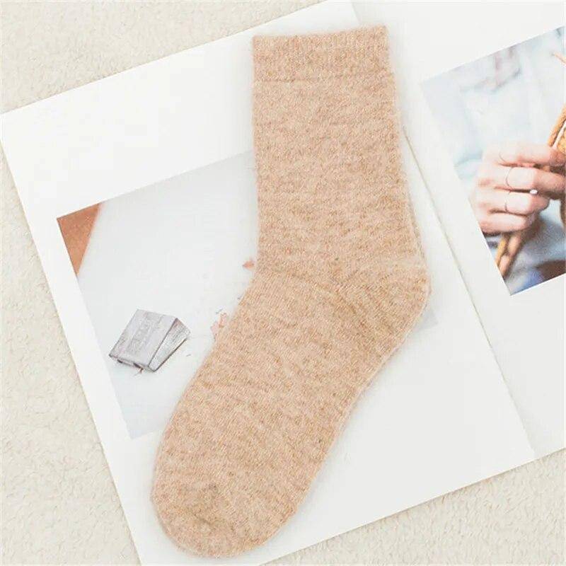 Reine Farbe Warme Winter Socken Angora Kaninchen Haar Weibliche Verdickung Wolle Socken Baumwolle Socken Kaninchen Wolle Socken Winter One Size orange von Joom DACH