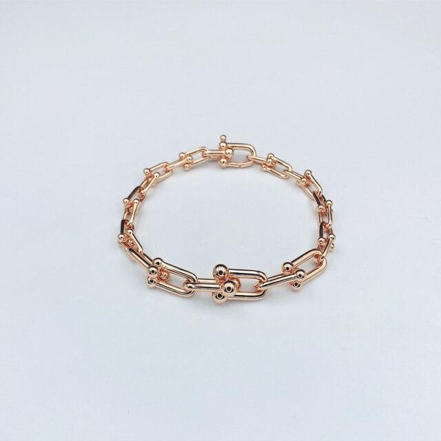 Reines 925 Sterling Silber Damen Schmuck U-Ring Gradient Kette Armband Party Armband Schmuck 16cm rose gold von Joom DACH