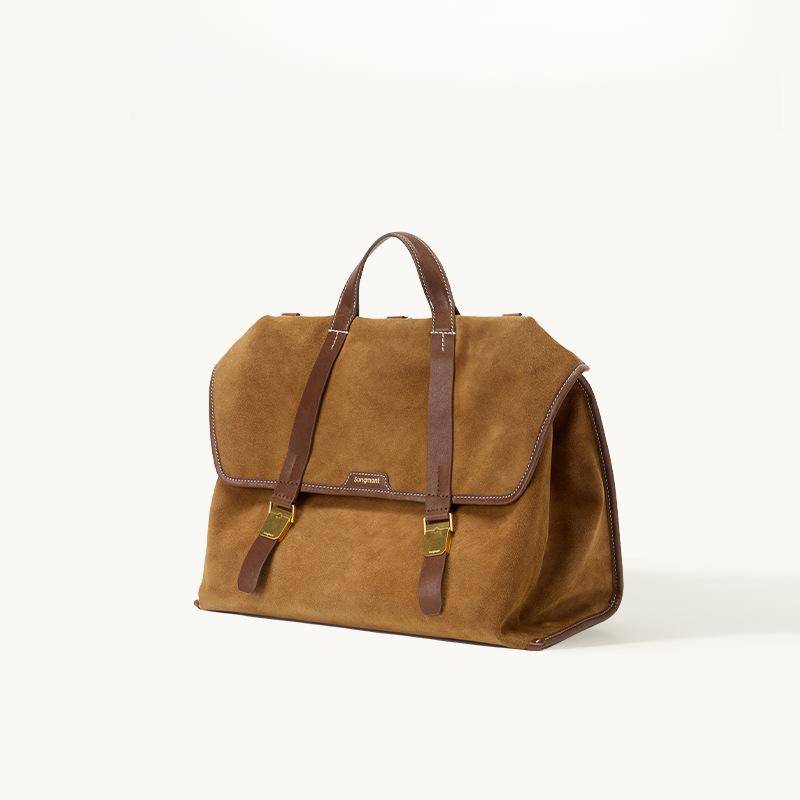 Reise-Aktentasche, Geschlechtsneutral, Retro Hirschleder Samt Umhänge-Rucksack von Joom DACH