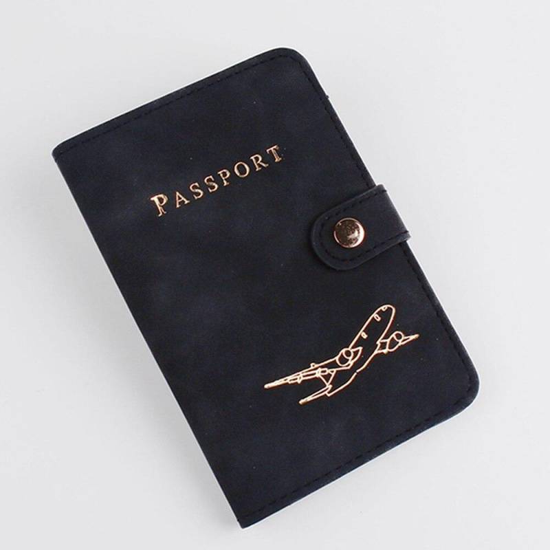 Reisepasshülle aus Leder, wasserdicht, Reise-Kreditkartenetui, niedliches Reisepassbuch für Damen/Herren, Reisepasshülle schwarz von Joom DACH