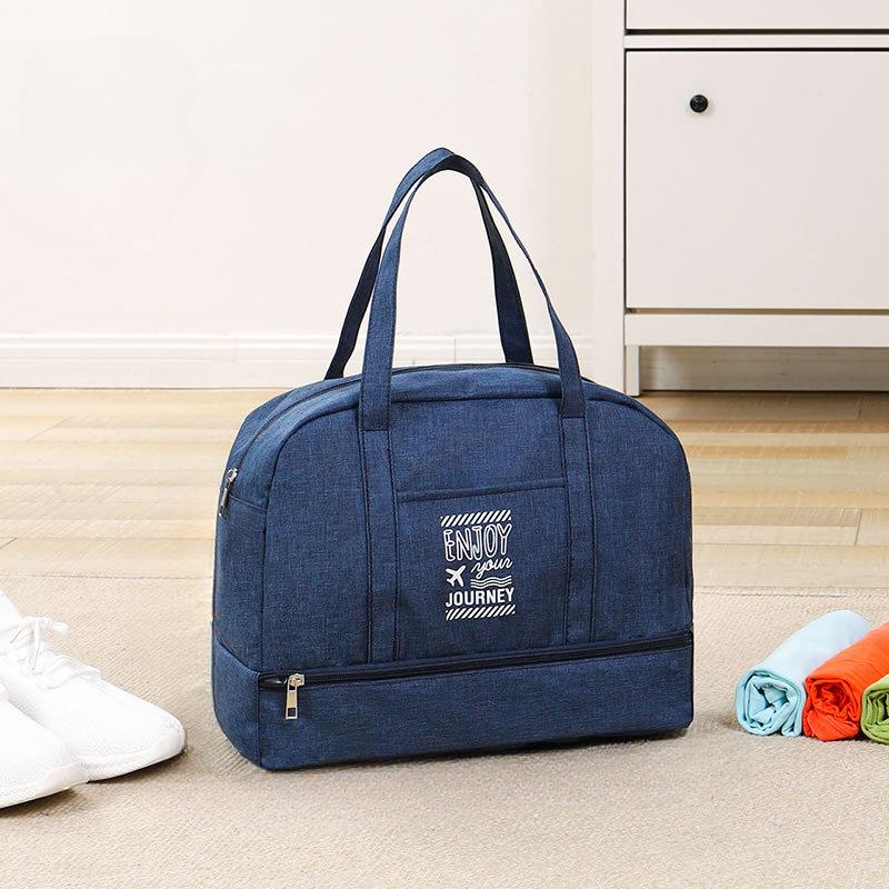 Reisetasche für Damen mit großem Fassungsvermögen, Fitness-Yoga-Handtasche, nass und trocken, breiter Schultergurt, Einkaufstasche für den Außenbereich Middle navy blau von Joom DACH
