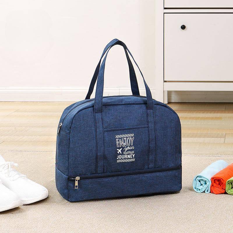 Reisetasche für Damen mit großem Fassungsvermögen, Fitness-Yoga-Handtasche, nass und trocken, breiter Schultergurt, Einkaufstasche für den Außenbereich Middle navy blau von Joom DACH