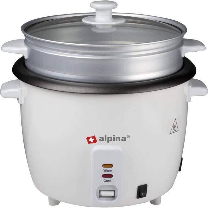 Reiskocher ALPINA - 1,8L - 700W - Herausnehmbarer antihaftbeschichteter Topf - Dampfkorb inklusive von Joom DACH