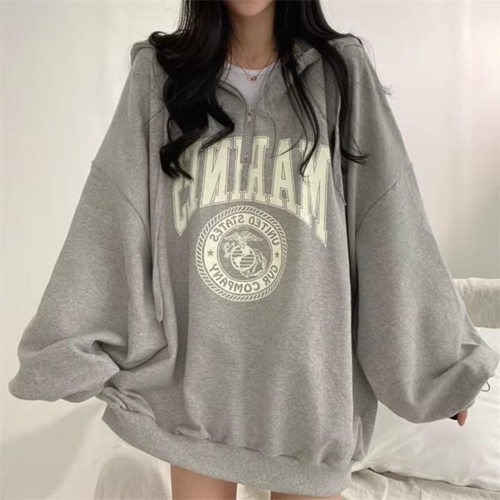 Reißverschluss-Hoodies Damen Frühling Herbst Mode Lässig Übergroßer Kapuzenpullover Lockere Jacke Damen L grau Reißverschluss-Hoodies Damen Frühling Herbst Mode Lässig Übergroßer Kapuzenpullover Lockere Jacke Damen L grau von Joom DACH