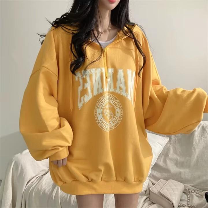 Reißverschluss-Hoodies Damen Frühling Herbst Mode Lässig Übergroßer Kapuzenpullover Lockere Jacke Damen XXL orange von Joom DACH