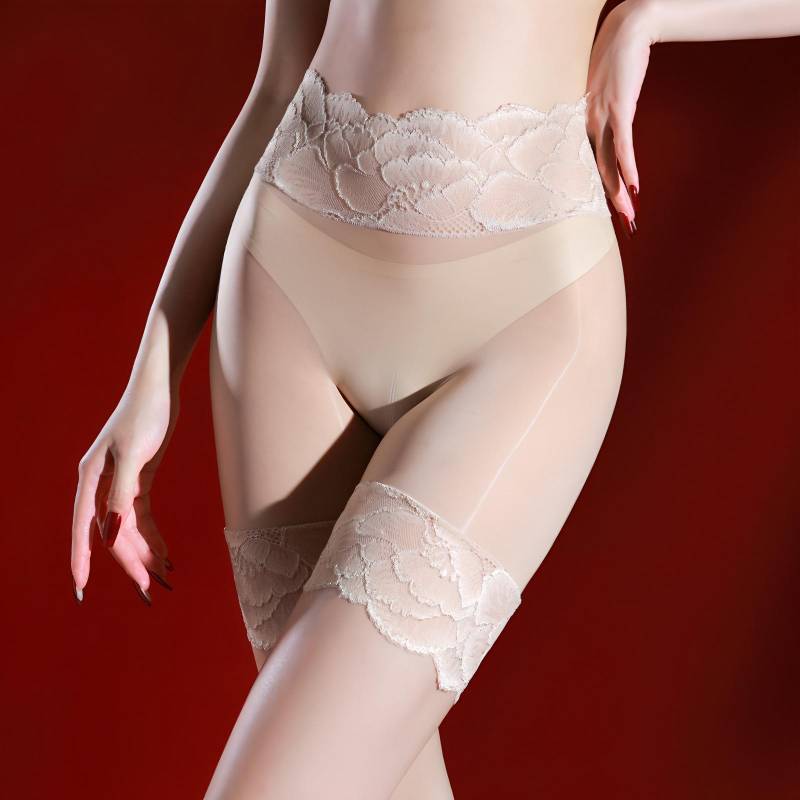 Reizvolle Spitze Seidig Transparent Mid-Waist Strümpfe Slips für Männer & Frauen Separate Pouch Closed Crotch (Men) 80-150 jin von Joom DACH