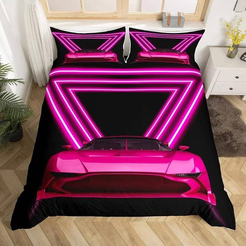 Rennwagen Bettbezug Kinder Extremsport Spiel Bettdeckenbezug Einzelbett Für Jungen Mikrofaser Cool Geschwindigkeit Automobil Waben Bettwäscheset EU Single(135x200cm) von Joom DACH