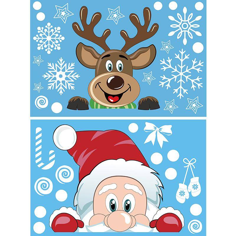 Rentier-Fensteraufkleber, Weihnachtsdekoration, Weihnachtsmann, Schneeflocke, kreative DIY-Aufkleber für Weihnachten, Rentier-Aufkleber 2pc von Joom DACH
