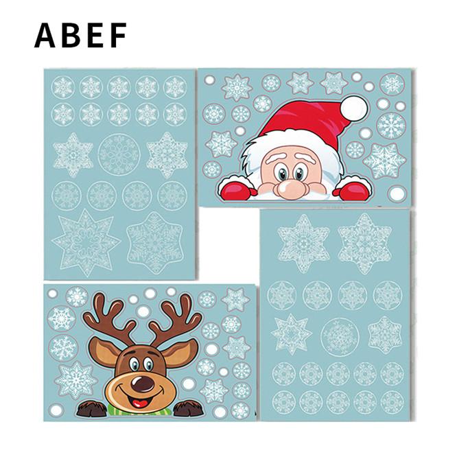 Rentier-Fensteraufkleber, Weihnachtsdekoration, Weihnachtsmann, Schneeflocke, kreative DIY-Aufkleber für Weihnachten, Rentier-Aufkleber ABEF/set von Joom DACH